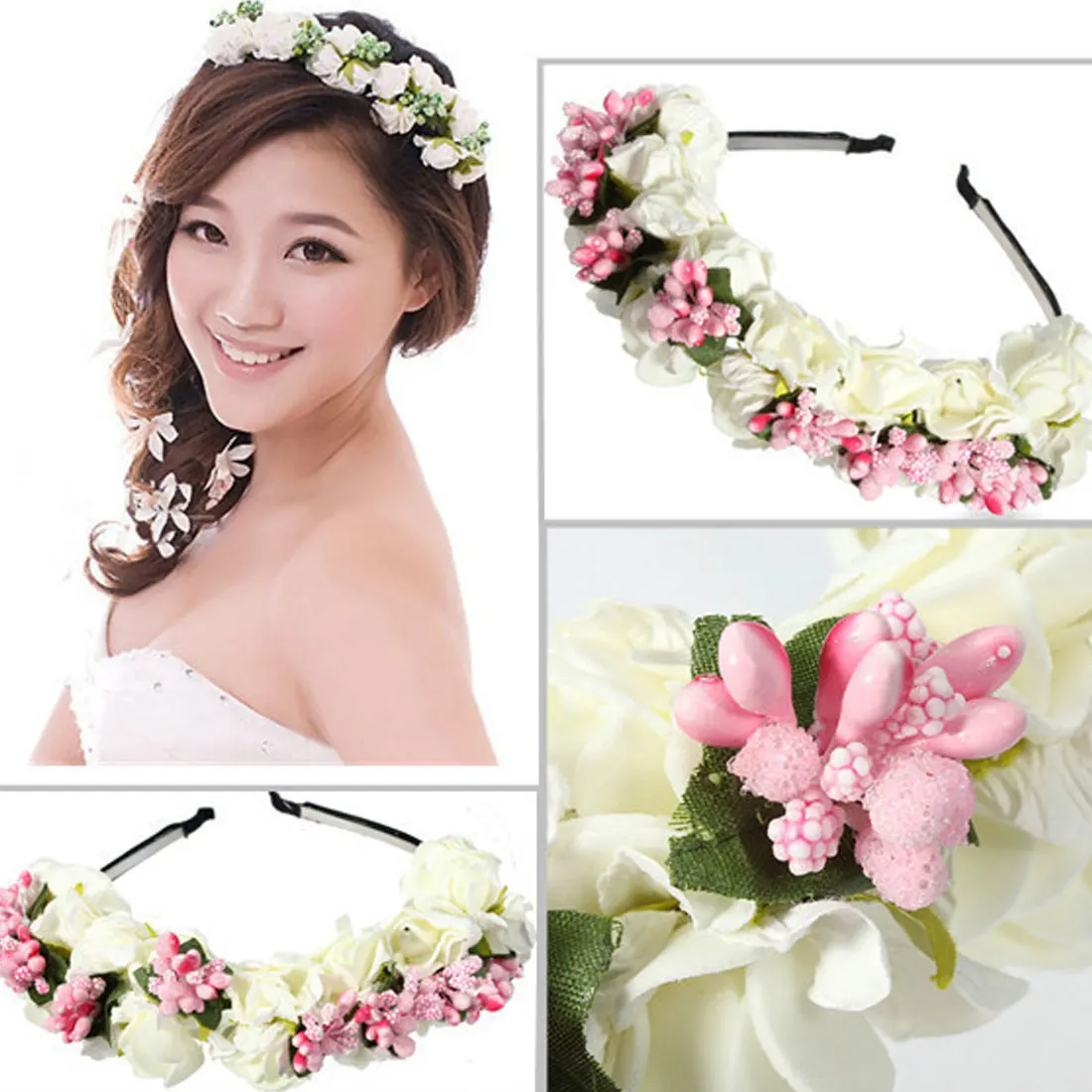 Women Flower Hairbands Wedding Party Floral Headbands For Girls Plastic