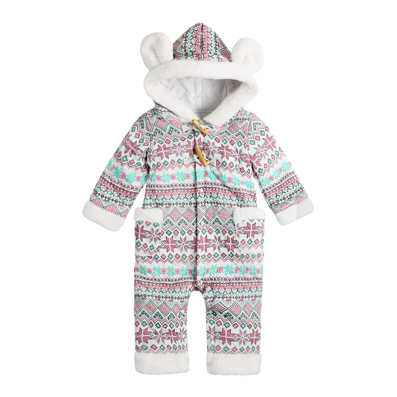 

Baby Rompers Winter Warm Fleece Clothing Set for Boys Hooded Striped Infant Girl Clothes Newborn Overalls Baby Jumpsuit Outwear
