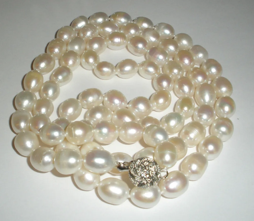 

FREE SHIPPING>>>@@ > NEW 8-9MM South Sea Baroque White Pearl Necklace 33" Long^^^@^Noble style Natural Fine jewe &