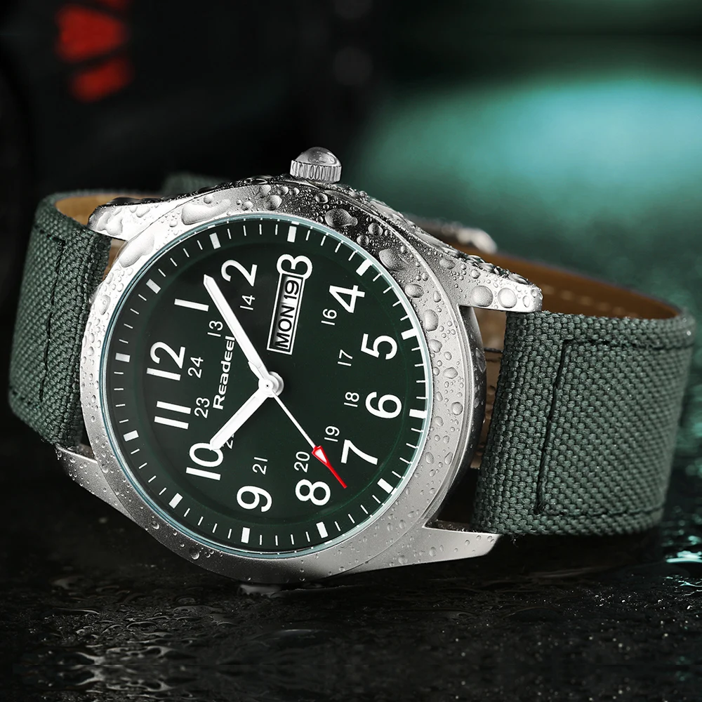  2019 Readeel Luxury Brand Military Watch Men Quartz Analog Clock Leather Canvas Watch Man Sports Wa
