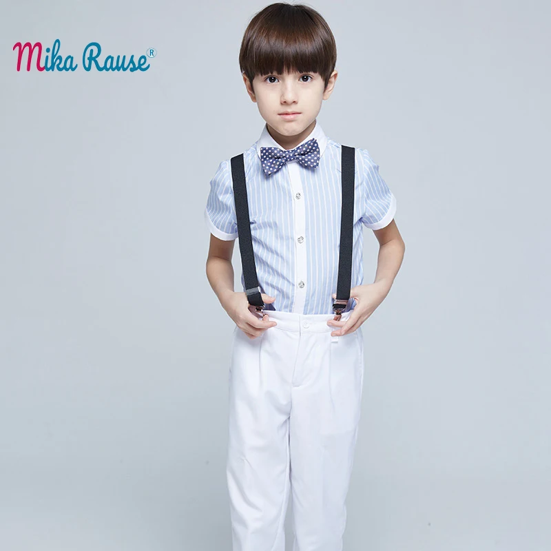 Summer boys clothes set cotton striped shirts boy shorts white trousers toddler Baby party dress clothing teenage school costume
