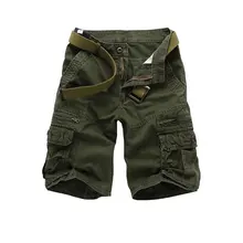 Для мужчин брюки карго шорты для женщин с длина до колена, на молнии в стиле Повседневное бермуды в стиле милитари рабочие шорты прочные брюки с большим количеством карманов Большие размеры: 28-28