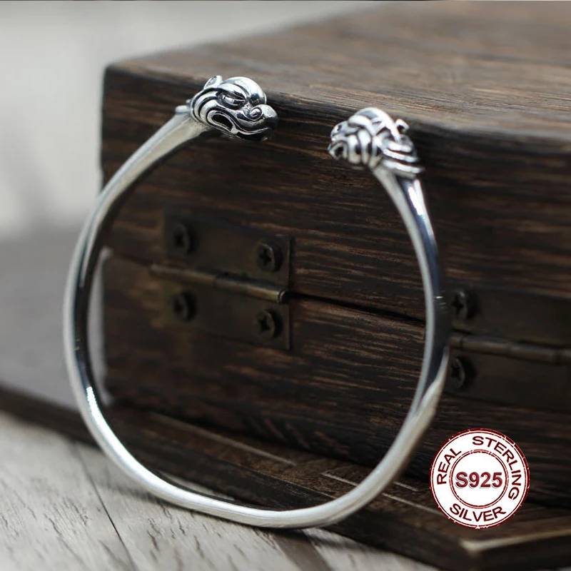 

S925 Sterling Silver Bangles Simple and generous retro Personality couple style Unique to create a leading shape Send a gift