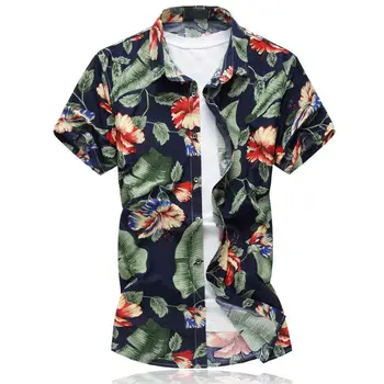 

Floral Shirt Men Short Sleeve Blouse Men Fashion Summer Mens Shirts Dress Flower Casual