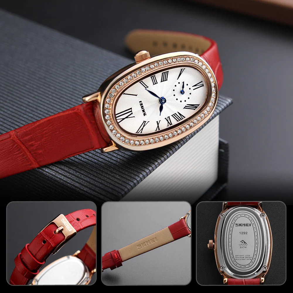 SKMEI Ladies Watches 2018 Brand Luxury Leather Quartz Wrist Watches For Women Fashion Watch Women Relogio Feminino Montre Femme