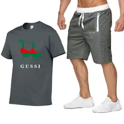 2019 новая брендовая одежда Комплекты из двух предметов Мужская футболка хлопковая Футболка с принтом Homme fitness Camisetas Hip футболка хип-хоп + шорты
