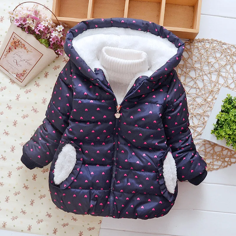 

Children Coat 2018 Baby Girls winter Coats full sleeve coat girl's warm Baby jacket Winter Outwear Thick girl clothing for 0-3 Y