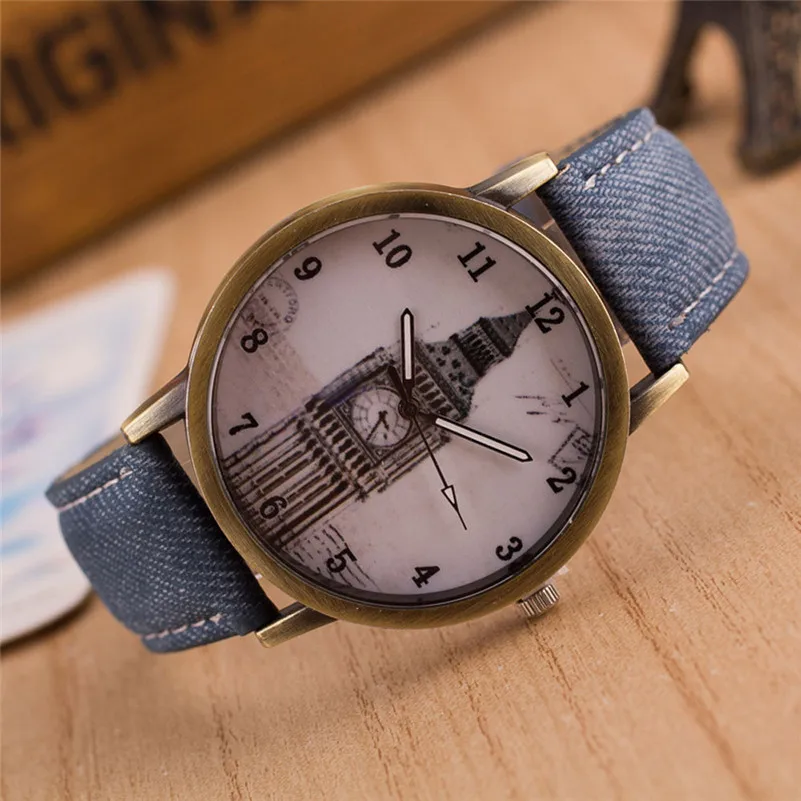 NEW Women's watches casual watches Retro Clock Tower WristWatch Cowboy Leather Band alloy Analog Quartz Watch Montre femme M21 (1)