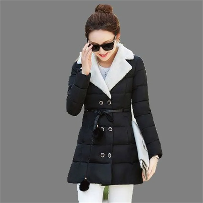 2016 Fashion Winter Cotton Down Coat Medium Long Women Warm Padded Cotton Jacket Thicken Women Winter