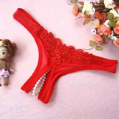 

Hot Womens Sexy Lingerie Lace Panties sexy Crotch Pearl Massaging Thong G-Strings with Beads Erotic Underwear Briefs