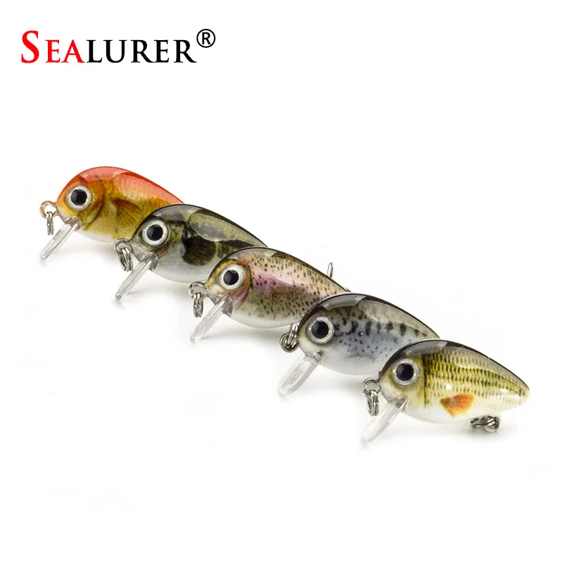 SEALURER 1 8 г 3 см Topwater японский воблер Mini Crankbait 5 приманки с пластиковой коробкой Fly