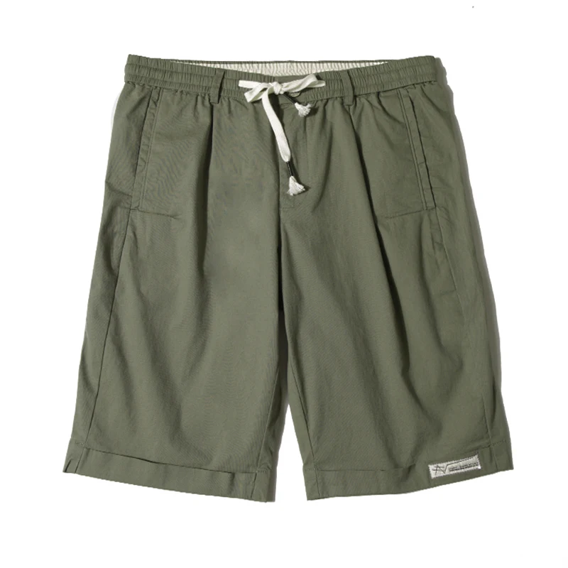 Army Green Markless мужские Свободный Повседневный хлопковый пляжные шорты удобные модные спортивные эластичные шорты с кулиской DKA9911M - Цвет: Army Green