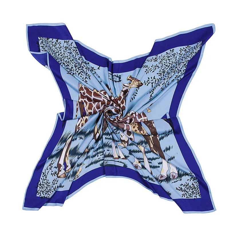 Hiking Scarves Women Giraffe Print Hijab Scarf Square Head Shawl Scarfs 130x130cm Tourist beach sunscreen shawl #2M06 (2)