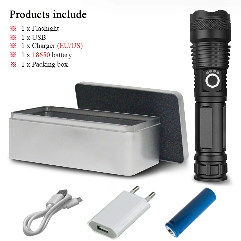 XHP50 супер яркий 26650 фонарик xhp50.2 фонарь USB Zoom светодиодный фонарик 18650 перезаряжаемый cree xhp50 походный фонарь - Испускаемый цвет: USB flashlight B-BOX
