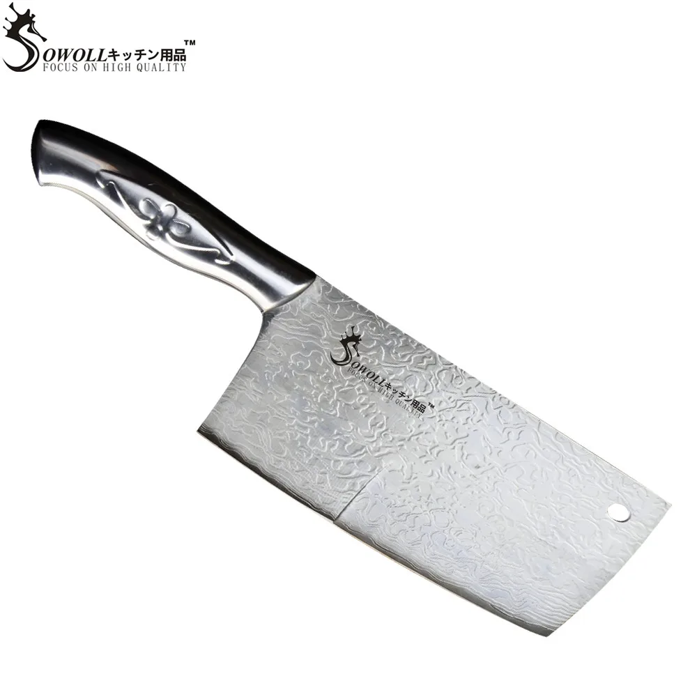 SOWOLL Brand 7 Inch Meat Cleaver Heavy Duty Chopping Knife Pattern