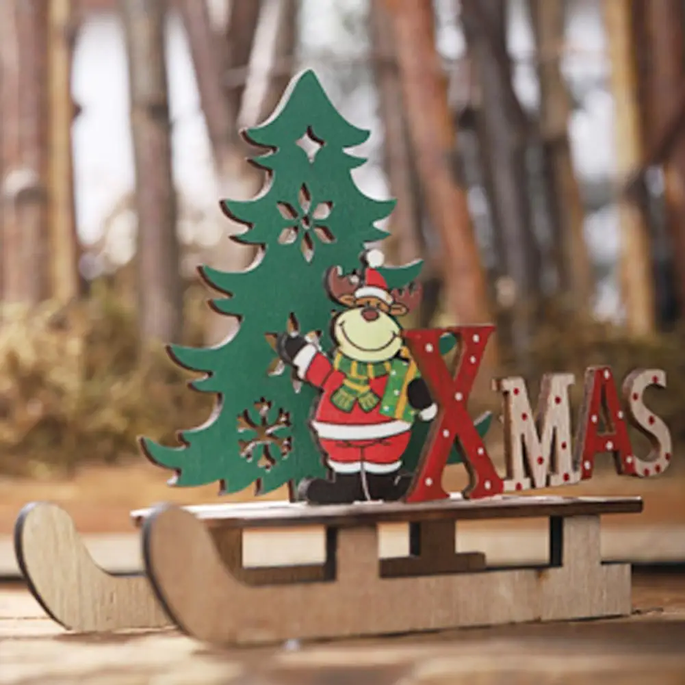 Рождественский орнамент Деревянный DIY сани орнамент инновационный мультфильм украшения