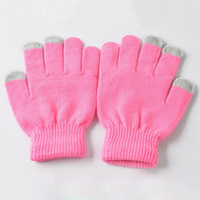 14 цветов модные зимние перчатки с сенсорным экраном для мужчин и женщин плюс толстые трикотажные guantes manoplas mujer mitaine - Цвет: Pink