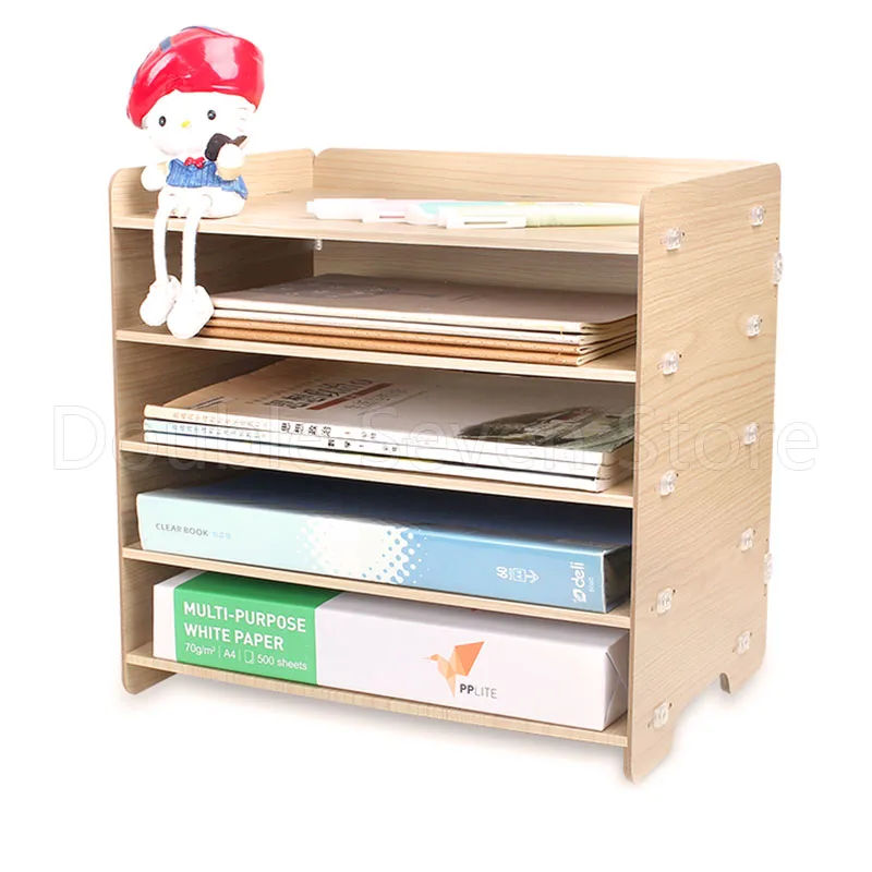 

Wooden A4 document file management storage box desktop office finishing grid multi cell rack 5 layers