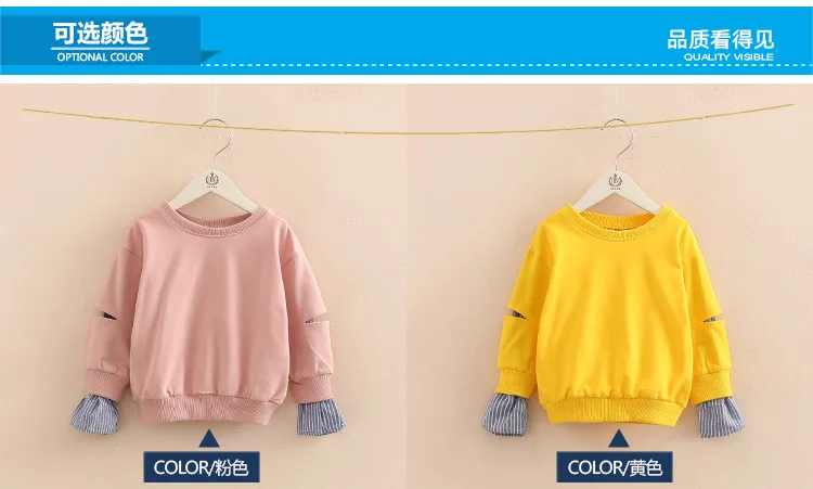 2018 Spring Autumn 2-10 11 12 Years Old Teenager Children Patchwork Fake 2 Pcs Baby Kids Basic Sweatshirt For Girls 11 12 Years (5)
