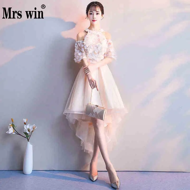 Вечернее платье 2019 Mrs Win вечерние vestido de festa с круглым вырезом короткий рукав