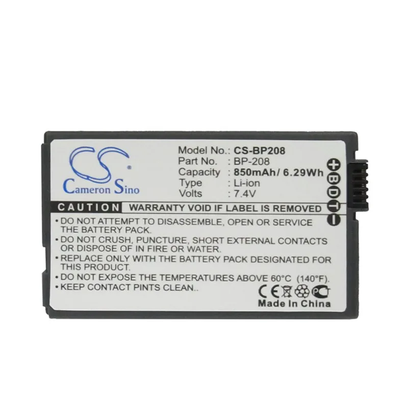 Аккумулятор Cameron Sino 850 мАч для CANON BP208 Optura S1 DC21 DC22 DC40 DC10 DC100 MVX450 MVX460 BP-208DG | Электроника