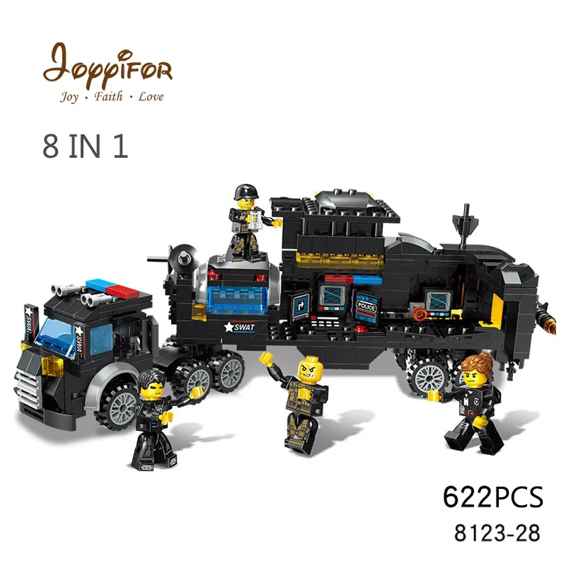 

JOYYIFOR Building Blocks Compatible LegoINGlys Military Vehicle Jeep Speedboat Motorcycle All Terrain Vehicle to Kids Boys Toys