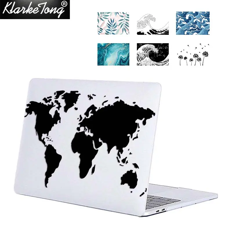 Klarketong Clear Hard PC World Map Cases For Apple Macbook Air 13.3 inch Summer Leaves Design Laptop Crystal Covers A1369 A1466