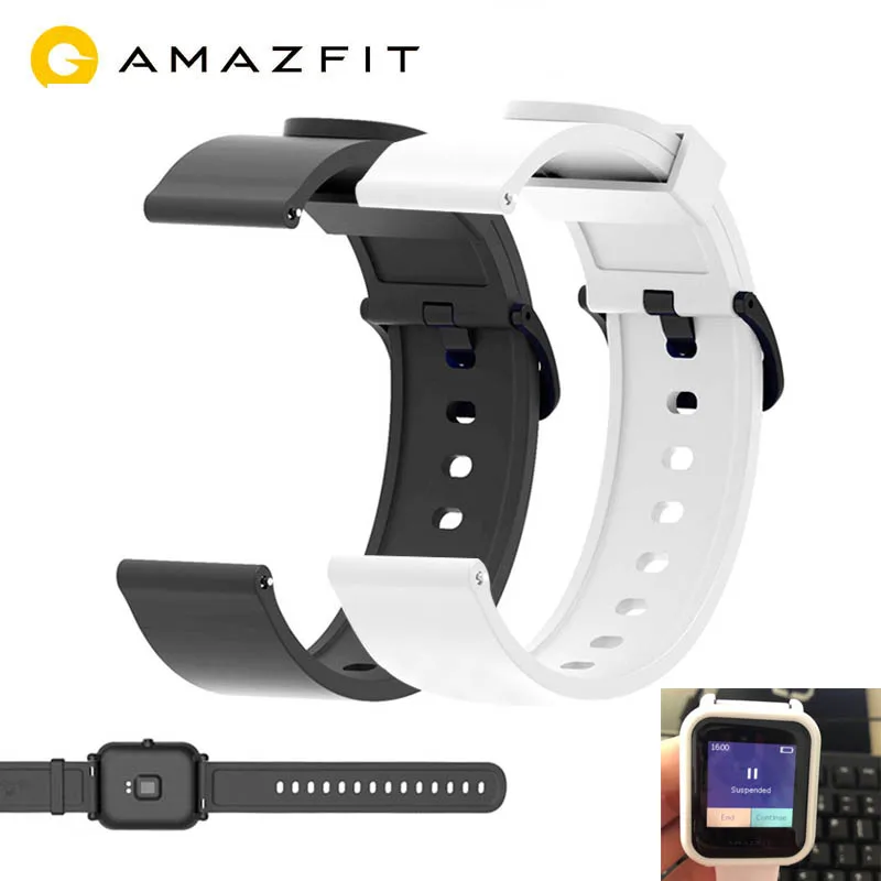 Белый ремешок для часов Xiaomi Huami Amazfit Bip силиконовый BIT PACE Lite Молодежные умные часы