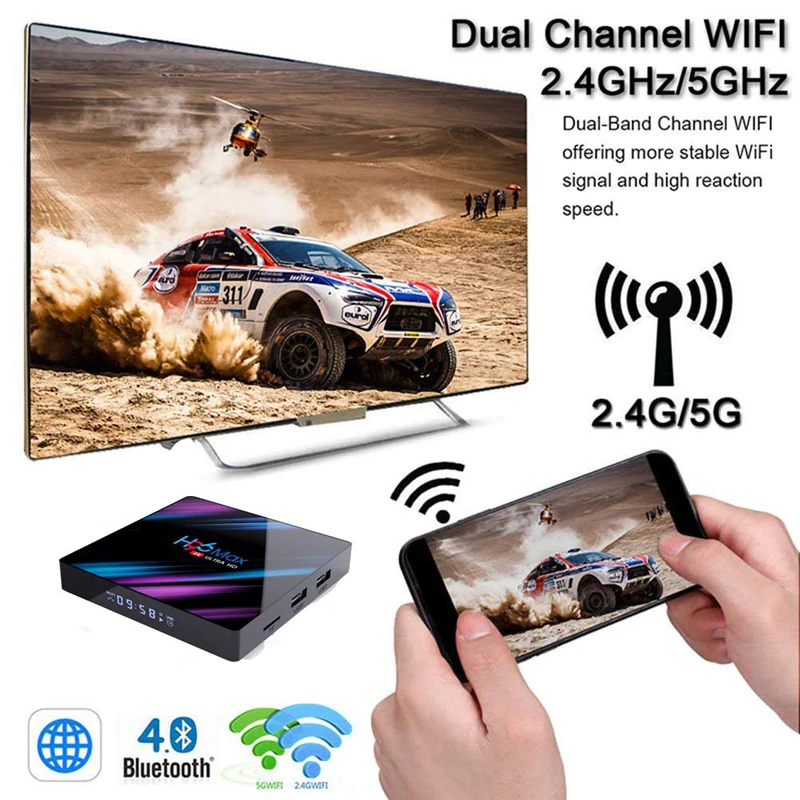 H96 MAX 9,0 Android tv Box Rockchip RK3318 4 Гб ОЗУ 64 Гб H.265 4K голосовой помощник Google Netflix Youtube потоковый медиаплеер