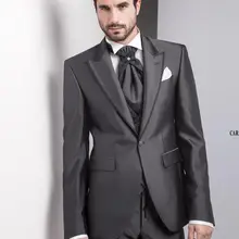 Итальянский темно-серый смокинг Свадебный костюм куртка+ брюки+ галстук+ жилет Смокинги на заказ для мужчин смокинги для выпускного вечера лучшие мужские костюмы
