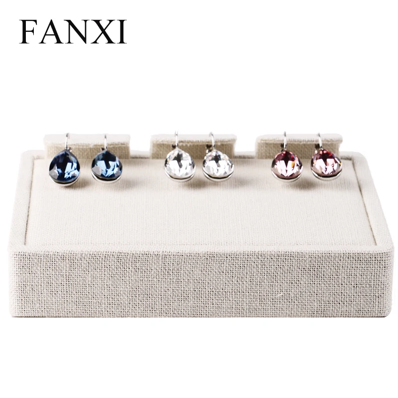 FANXI Free shipping 4 pcs lot font b wooden b font covered with beige linen jewellery