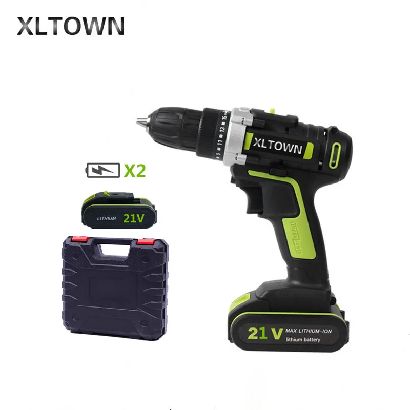 

XLTOWN new21V Electric Drill with 2 battery 2000mA Large Capacity Lithium Battery Electric Screwdriver Household Electric Drill
