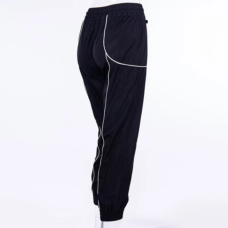 InstaHot панелями Drawstring Карманы Jogger брюки для женщин Повседневное спортивные карандаш брюки карго полной длины осень 2018 г. свободная одежда