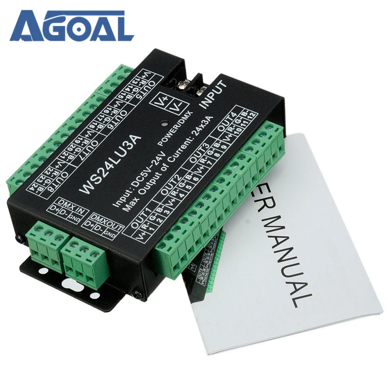 24 Channel 3A/CH DMX512 Controller Led Decoder Dimmer Free Shipping | Электроника