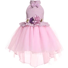 Платья принцессы с цветочным рисунком для девочек; одежда из тюля; Детский костюм с бантом; детское платье для выпускного вечера; дизайнерское вечернее платье для девочек-подростков