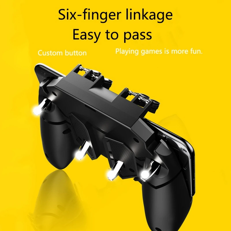  Mobile Game Controller For PUBG 6 Fingers Operation Fire Trigger Phone Gamepad With Retractable Hol