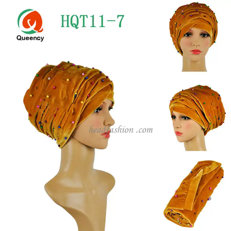 

Fashion African headwrap and scarf,Colored beads soft African headtie, african turban, women headtie,for party or wedding HQT11