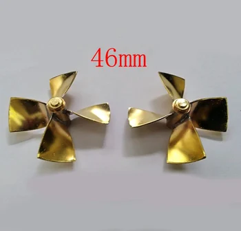 

1PC RC Propeller Brass Four-blade Propellers Diameter 46mm M4 Shaft Paddle Positive Reverse Props for RC Simulaton Boat Parts