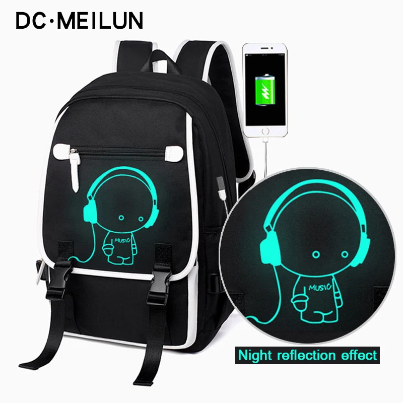 

Men Anti theft Backpack for Teenagers Boys Luminous Backpack schoolbag Waterproof Fashion Male Mochila ML050
