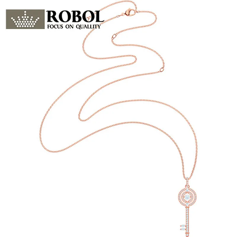

ROBOL Original SPARKLING DC Pulsing Crystal Color Necklace Clavicle Chain 520 Gift Ladies Elegant Necklace Jewelry 5469120