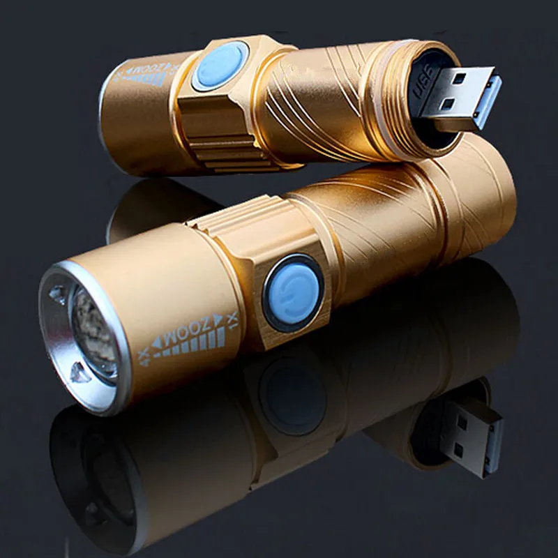 

Eletorot Portable Mini USB Rechargeable 500LM LED Flashlight Outdoor Adjustable Focus Torch 3-Mode Portable Linternas with Strap
