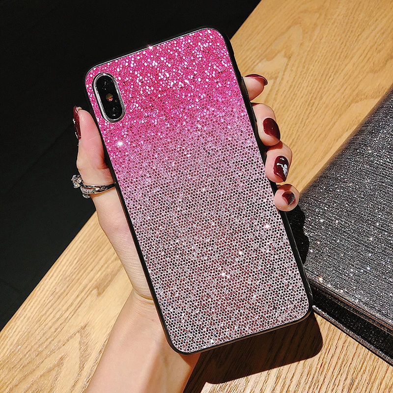 Case For iPhone X Xr Xs Max Cover Korean Glitter Gradient  (9)