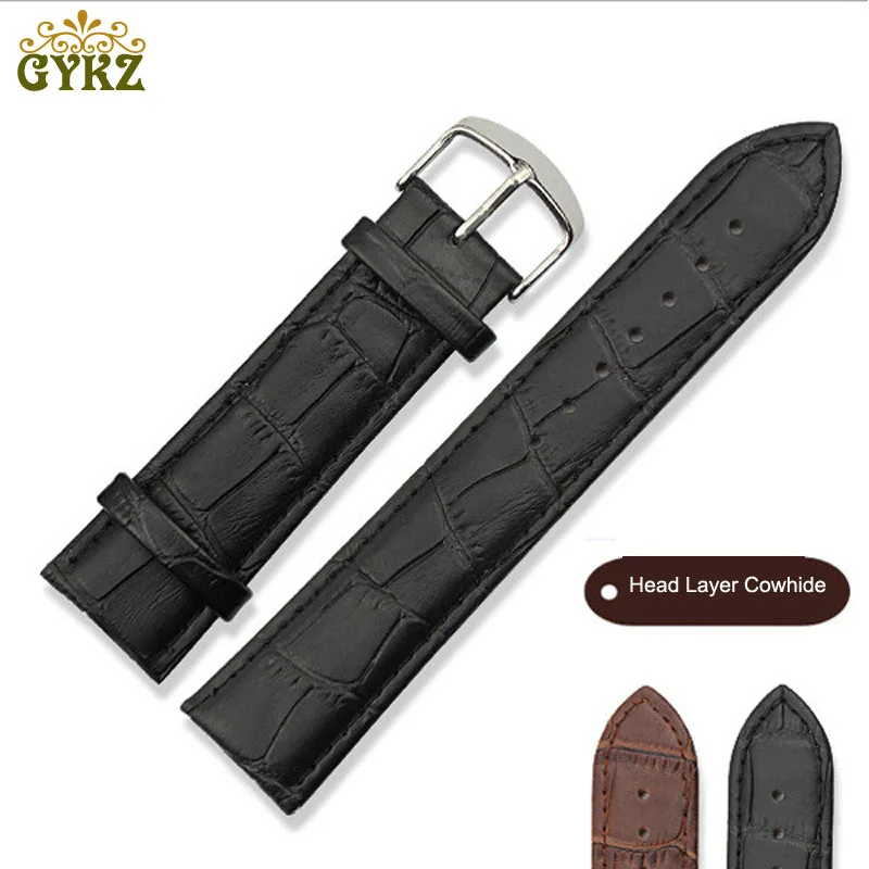 

Crocodile Pattern Genuine Leather Watch Band Strap for Hours Watchband 16mm 20mm 22mm For Men Women Wristbands Universal Black