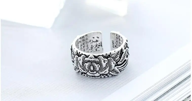 Bijoux, винтажное 925 пробы, серебряное, цветочное кольцо для девушек, дам, регулируемый размер, массивное кольцо, Свадебная вечеринка, ювелирные изделия, Anillos