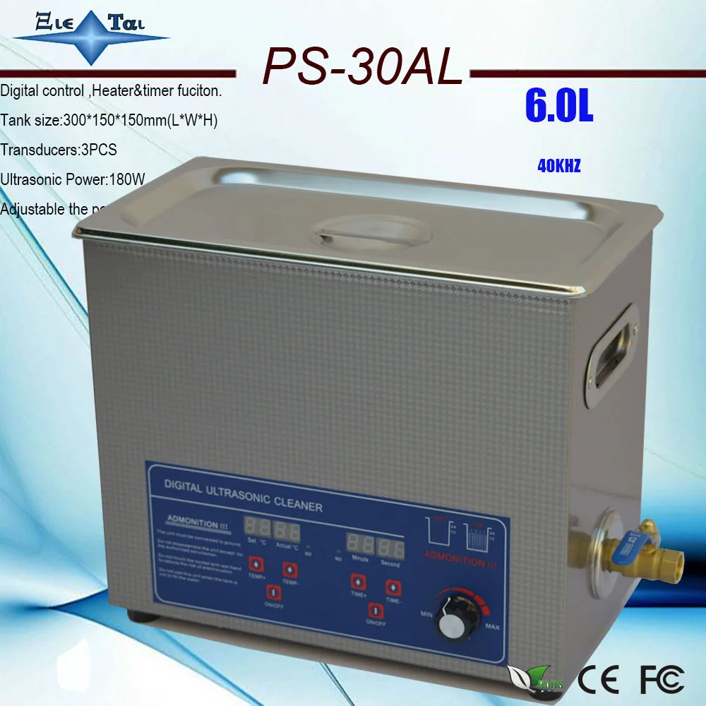 

Free shipping globe PS-30AL Adjustable power 70-80W Ultrasonic Cleaner 6.5L 70-180w cleaning Equipment with FREE BATH