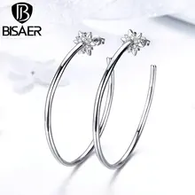 BISAER, трендовые светящиеся большие круглые серьги-гвоздики с изображением неба и звезды, прозрачные круглые серьги-гвоздики с кубическим цирконием, роскошные ювелирные изделия WEYE195