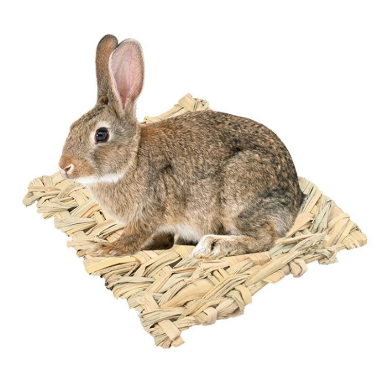 Small font b Pet b font Cages Natural Handmade Mat Woven Grass Square Mat Bed For