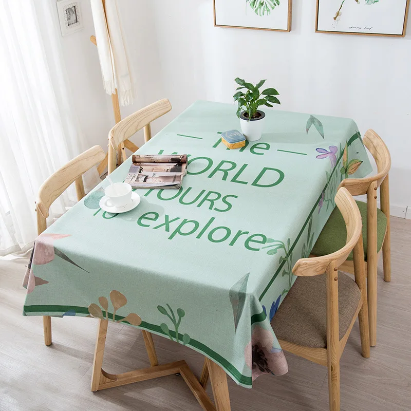 

Nordic Printed Cotton Linen Letter Pattern Tablecloth High Quality Home Restaurant Wedding Picnic Party Decorative Table Cloth