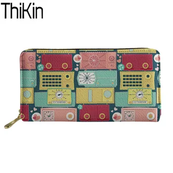 

Thikin Long Women Wallets Turn The Vintage Radios Printing Clutch Phone Cash Wallet Ladies Large Capacity Purse Female Money Bag
