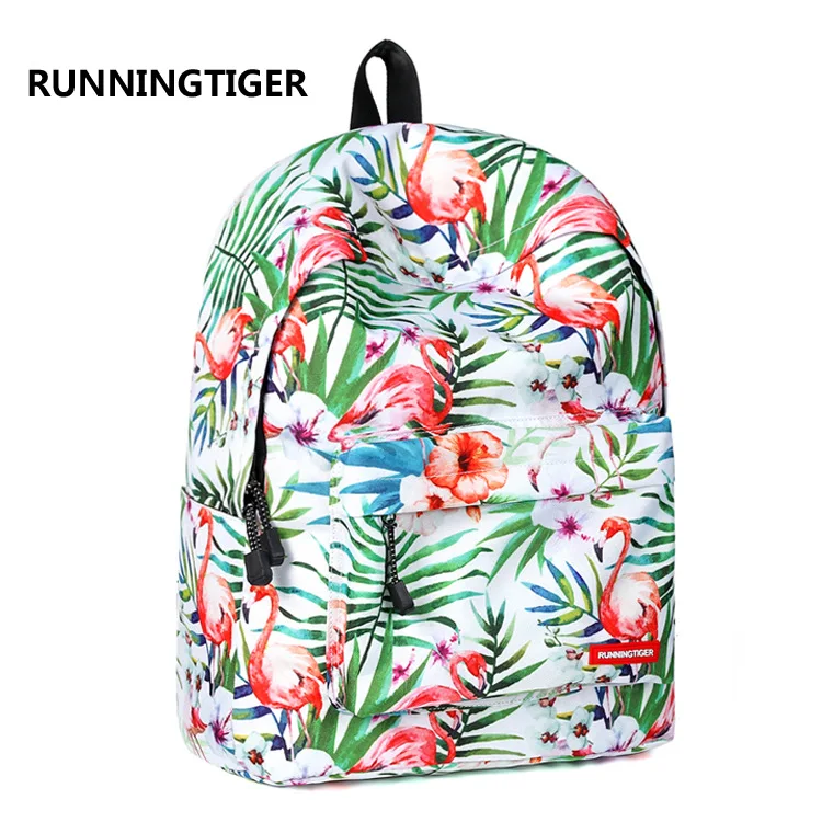 Runningtiger Новый Цветочный рюкзак Фламинго Цветочные школьные сумки для девочек